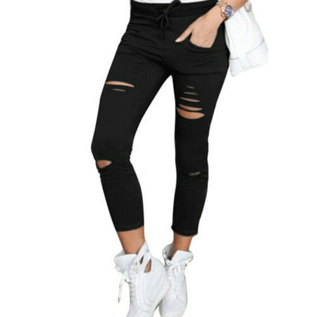 Women's High Waisted Ripped Skinny Jeans