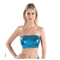 thumbnail image 2 of Women's Shiny Metallic Strapless Crop Tube Top Rave Bandeau Bra, 2 of 2