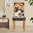 thumbnail image 4 of Yayeee 4 Pack Dining Chair Covers Stretch Parson Chairs Slipcovers Seat Protector, Orange Halloween Cat, 4 of 6