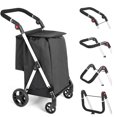 thumbnail image 1 of LEUYA ABC Chariot d'Épicerie, Chariot de Magasinage à 4 Roues, Chariot de Magasinage en Aluminium 46 L avec Sac Isotherme, Poignée Ajustable, Chariot de Magasinage Pliant (Noir), 1 of 8