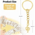 thumbnail image 2 of 34Pcs Alloy Musical Note Keychains Metal Key Chain with Iron Findings Golden Small Music Charm Keyring for Music Teacher Student Graduation Gifts for DIY, 2 of 7