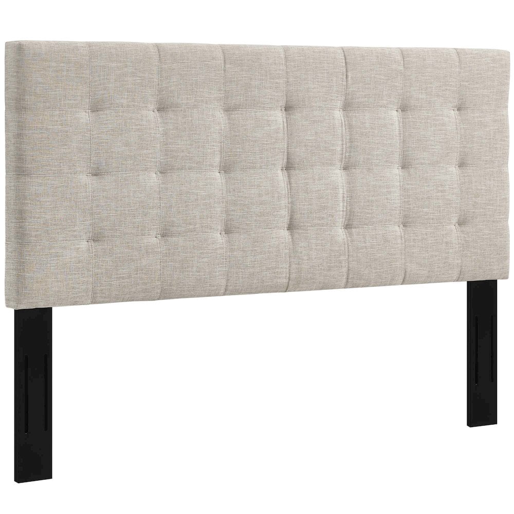 Modway Paisley Tufted King and California King Linen Fabric Headboard in Beige