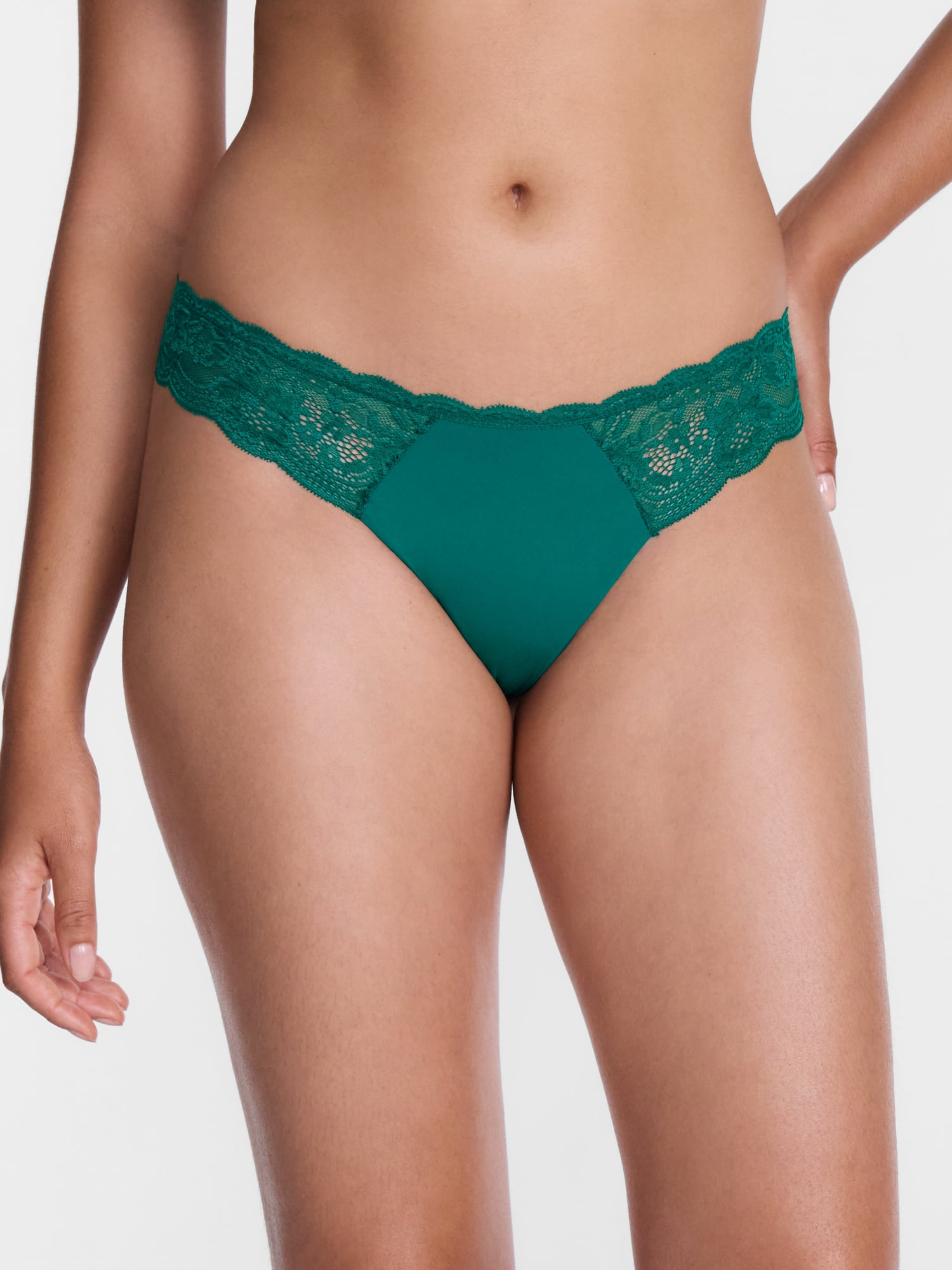 Joyspun Women's Microfiber and Lace Thong Panties, 3-pack, Sizes to 3XL