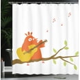 thumbnail image 4 of Ambesonne Music Shower Curtain, Singing Orange Bird on Branch, 69"Wx70"L, White and Multicolor, 4 of 5