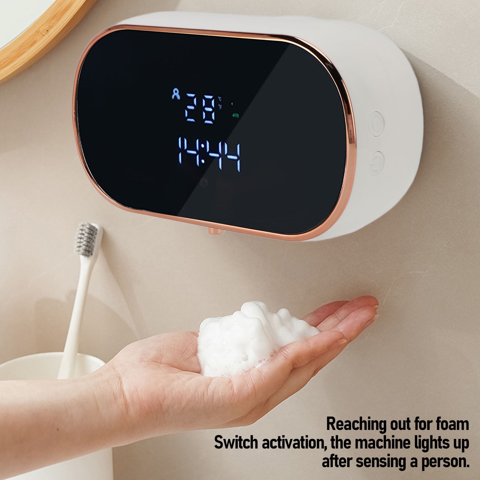 BIMZUC Automatic Foaming Soap Dispenser, 350ml Touchless Sensor Operated, USB Rechargeable for Bathroom and Kitchen, White