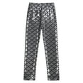 thumbnail image 4 of YONGHS Kids Girls Shiny Metallic Scale Mermaid Leggings Pants Tights Halloween Dance Party Trousers Silver 9-10, 4 of 7
