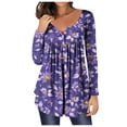 thumbnail image 1 of Camisas Para Mujer, Camisetas de Gran Tamaño, Camiseta de Moda Informal de Manga Larga, Jersey Fruncido Con Cuello Redondo Estampado, Blusa, Tops Odeerbi ODB135923, 1 of 6