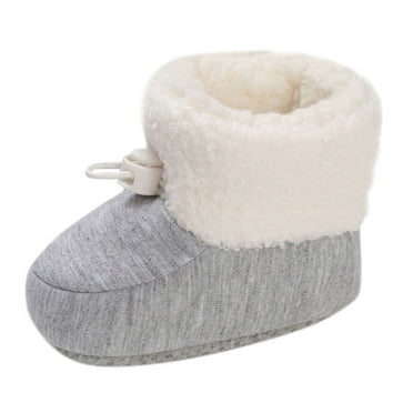 Zshosam Newborn Infant Baby Boys Girls Warm Cozy Cotton Winter Booties Fleece First Walk er Winter Warm Crib Shoes(Grey,11)