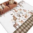 thumbnail image 2 of 5x8 Washable Area Rug, Forest Animal Non-Slip Large Rectangle Rug for Living Room Dining Room, Brown Deer Bear Hedgehog Bird Butterfly Eucalyptus Leaves Plaid Indoor Floor Mat for Home Decor, 2 of 9