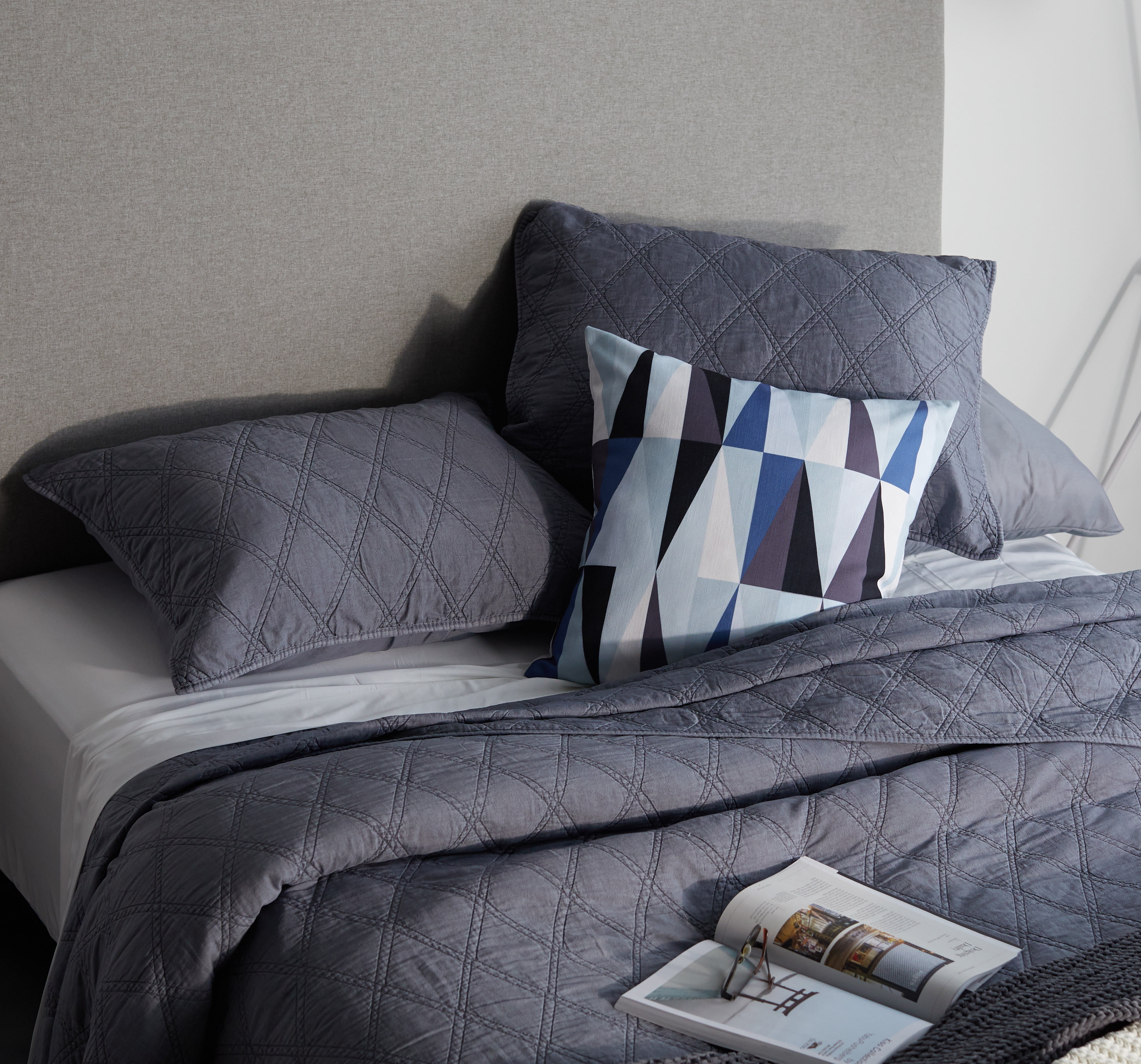 MoDRN Scandinavian 5 Piece Washed Microfiber Quilt Set