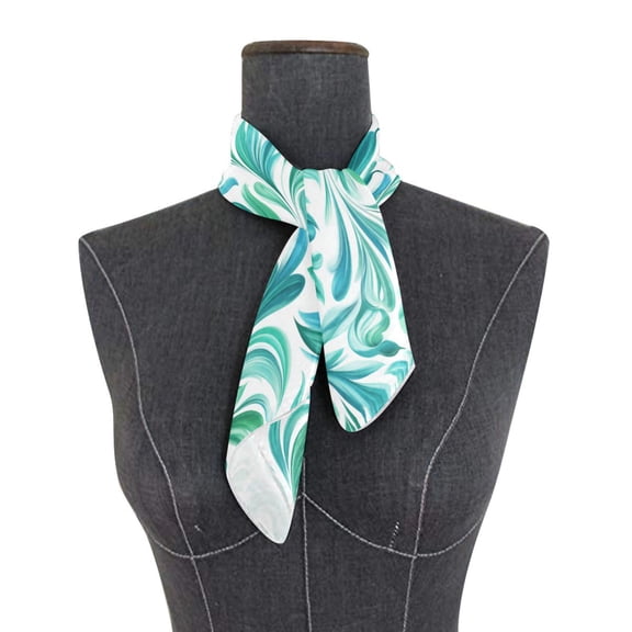 Square Scarf 24x24 Inch Teal Swirl Damask Pattern Silky Satin Sun Protection Neck Scarf for Women Multi-Purpose Head Wrap Bandana for Hair Bag Decoration