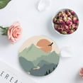 thumbnail image 4 of FMSHPON Mountain Peak Lake and Sunset Set of 6 Round Coaster for Drinks, Absorbent Ceramic Stone Coasters Cup Mat with Cork Base for Home Kitchen Room Coffee Table Bar Decor, 4 of 6