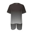 thumbnail image 4 of Jerdar Women Casual 2 Piece Short Sets Summer Leisure Suit Print Color Round Neck Blouse Suit Sets Gradient BBlack XL, 4 of 5