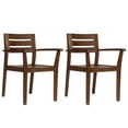 thumbnail image 4 of GZXS 2PCS Dining Armchairs, Outdoor Acacia Wood Patio Chairs with Slatted Design, Weatherproof Seating for Garden, Deck, or Backyard, Dark Brown, 4 of 8