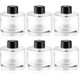 thumbnail image 1 of DynnnDy 6 Pack 100ml/3.4oz Empty Clear Glass Diffuser Bottle with Black Cap Refillable Round-Shaped Essential Oil Containers Fragrance Diffuser Jars Use for Home and Office Decorative, 1 of 6