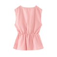 thumbnail image 5 of Striped Sleeveless Outfit, High Waist Striped Tie Belt Sleeveless Vest Set Lightweight Striped Tie Front Wide Leg Pants Set Striped Sleeveless Lace up Vest, Red L, 5 of 8