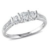 Miabella Women's 1/2 Carat T.W. Diamond 3-Stone Engagement Ring in 10kt White Gold