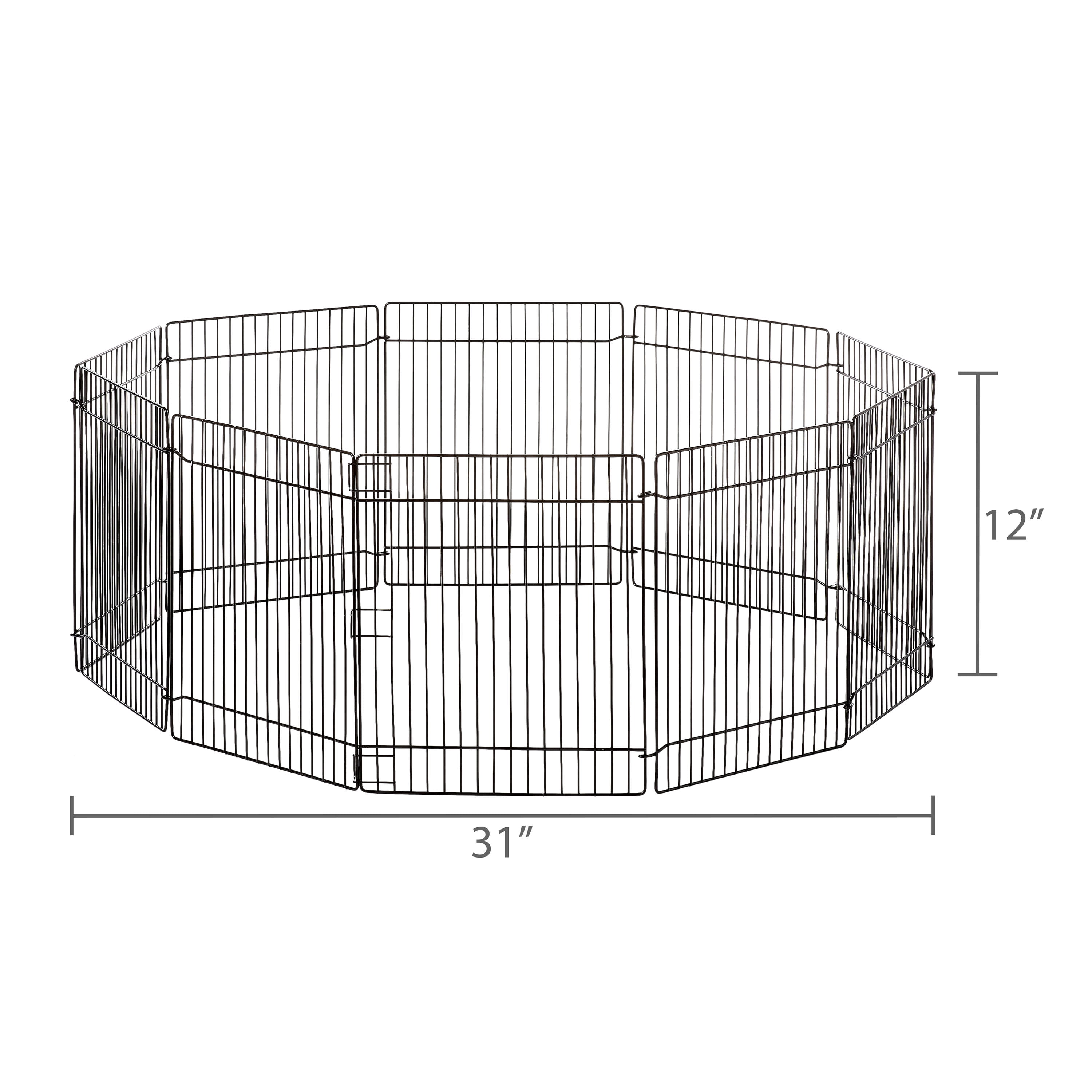 Vibrant Life Small Animal Metal Wire Foldable Playpen, Black, 10" x 9", 10 Panels