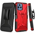 thumbnail image 2 of Compatible for TMobile Revvl 6 5G Case with Holster Belt Clip Hybrid Shockproof Protective Phone Cover with Kickstand - Red, 2 of 5