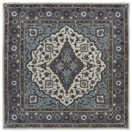 due process stable trading tufted mohtesham covered field ivory & frost grey square area rug, 12 x 12 ft.