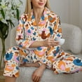 thumbnail image 6 of Honeii Cute Chickens print Women's Pajama Sets Long Sleeve Button Down Sleepwear Nightwear Soft Pjs Lounge Sets-X-Large, 6 of 7