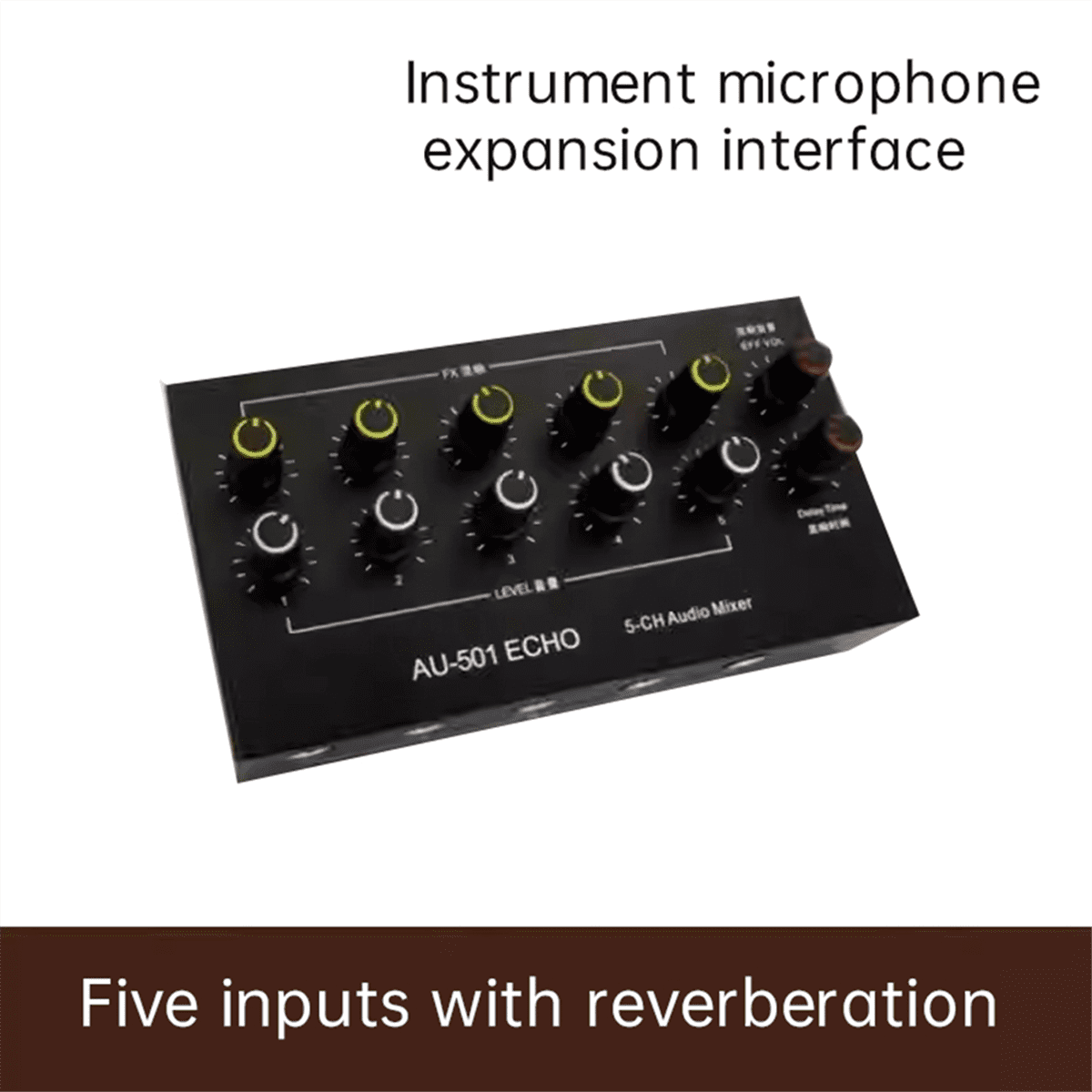 AU-501 Condenser Microphone Expander 5 Channel 6.5mm Microphone Mixer Multi-Channel Input Expander Hub,1 x Condenser Microphone Expander 1 x Charging cable 1 x 6.5mm audio line,Black