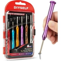 DIYSELF 6-Piece Precision Magnetic Screwdriver Set – CR-V Steel Mini Screwdrivers with Magnetic Tips, Ergonomic Aluminum Handles, Slotted & Phillips for Home and Electronics Repair