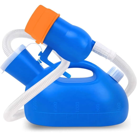 Urinals for Men Spill Proof - 2000ml Portable Male Urinal with Soft Funnel & 1.2m Long Hose, Mens Urinal Bottle for Seniors, Bedside, Wheelchair, Car Travel