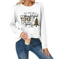 thumbnail image 4 of Fiaer Christmas T Shirts for Women Cute Graphic Merry Xmas Tshirts Plus Size Long Sleeve Loose Fit Casual Crew Neck Trendy Comfort Tops White XL, 4 of 5