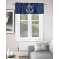 thumbnail image 2 of Nautical Anchor Kitchen Curtain Valances for Windows Farmhouse Short Curtains, Navy Blue Coastal Marine Minimalist Rope Rod Pocket Valance Curtain for Bedroom Cafe Living Room 42"x12", 2 of 8