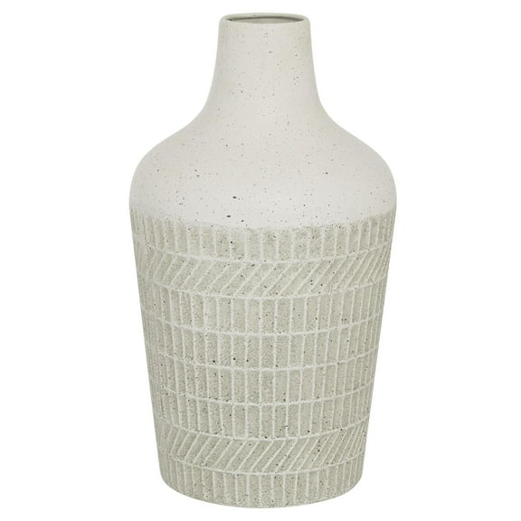 DecMode 13" Textured White Metal Vase
