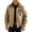 Khaki, variant on Men's Corduroy Collar Work Jacket Zip Up Casual Bomber Coat for Fall Winter Windproof Warm Outdoor Travel with Zipper Chest Pocket, Coffee, M