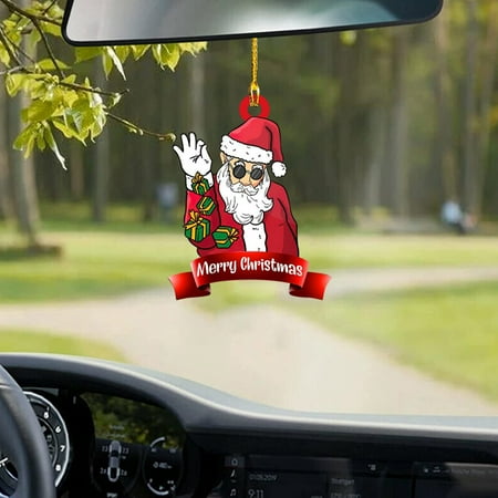 

Christmas Tree Pendant Decoration Personalized Christmas Car Pendant Christmas Hat Santa Clausss Acrylic Double Sided Printing Pendant