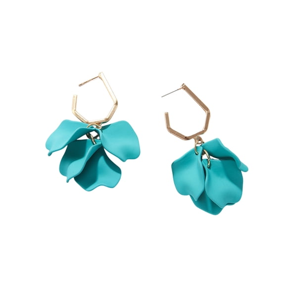 Mightlink 1 Pair Rose Petal Drop Earrings Long Style Exaggerated Dangle Earrings Bright Color Earrings Jewelry Accessories