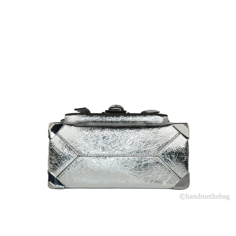 Manhattan medium crackled online metallic leather satchel