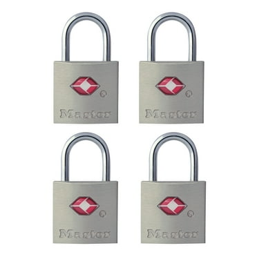 Master Lock Keyed Padlock, 7/8-in Wide x 7/16-in Shackle, TSA Accepted Keyed Alike (4-Pack)