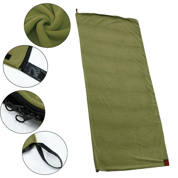 Lightweight Camping Blanket Sleeping Sack Sheet Warm Outdoor Soft Fleece  Sleeping Bag Liner for Cold Weather Sport Business Jogging Running Dark  Green 
