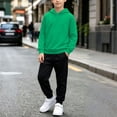 thumbnail image 4 of Cethrio Boys Athletic Outfit Sets, 2 Piece Long Sleeve Casual Running Boys' Activewear Green Size 12-13 T, 4 of 5