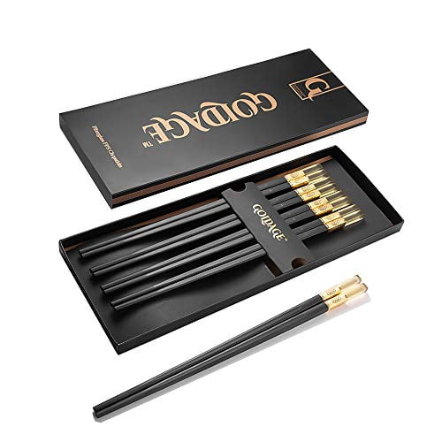 Goldage 5Pairs Fiberglass DishwasherSafe Chopsticks Gold, Topaz