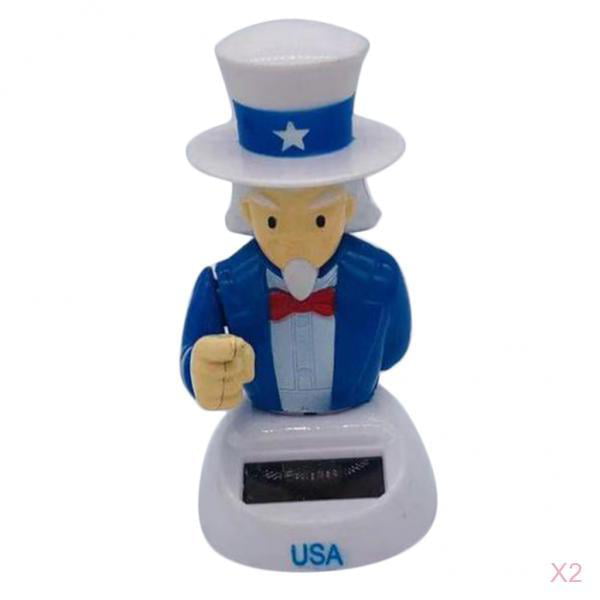 2 SOLAR POWER PATRIOTIC DANCING UNCLE SAM CHARACTERS AMERICA USA LABOR DAY 