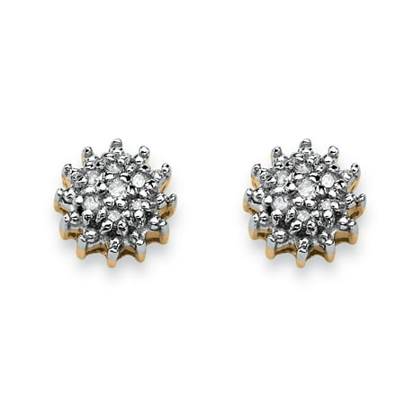 Yellow Gold Starburst - Diamond Accent Starburst Stud Earrings in Solid 10k Yellow Gold