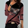 thumbnail image 2 of Fvwitlyh T-Shirts Femmes Manches Longues Col Rond Imprimé Top Contraste Couleur Casual Mode Pull T-Shirt A,L, 2 of 4
