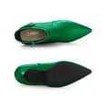 thumbnail image 4 of BLISSFUL STEP Women's Pointy Toe Zipper Buckle Decor Kitten Heels Ankle Boots Green 8, 4 of 7