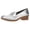 Silver, variant on Danica Heeled Loafer for Women - Waterproof Leather with Rubber Outsole and Leather Stacked Heel for Long-Lasting Style in Any Weather Silver Metallic 6.5-7 M US