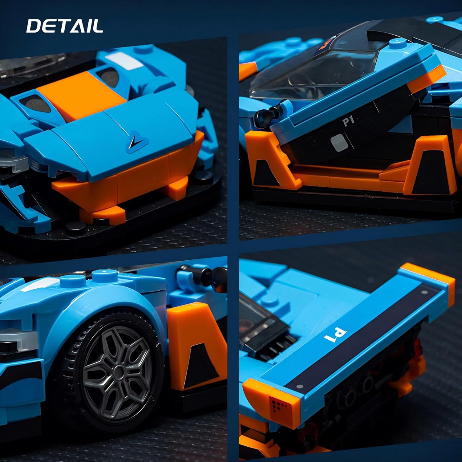 Sports Car Building Set, 1:20 Blue MOC Speed Racing Cars Toys for Adults, Collectible Model Vehicle Kits for Cars Lovers, 348 Pieces