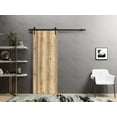 thumbnail image 3 of Sturdy Barn Door 32 x 96 inches | Planum 0016 Oak with Frosted Glass | 6.6FT Rail Hangers Heavy Hardware Set | Solid Panel Interior Doors, 3 of 6
