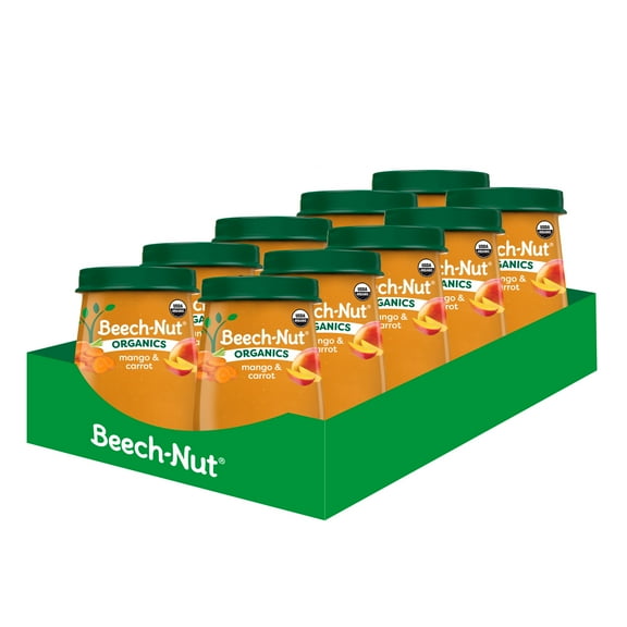 Beech-Nut Organics Stage 2 Organic Baby Food, Mango & Carrot, 4oz Jar (10 Pack)
