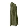thumbnail image 6 of HaiMao Womens Cotton Linen Midi Dress Casual Loose Petite Solid A-line Dress Flowy Summer Beach Vacation Dress Army Green XXL(XXL), 6 of 8