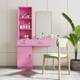 thumbnail image 3 of New Wall Mount Hair Styling Salon Equipment Set: Desk Salon Station with Multi-Layer Storage, 66.93 Inch Makeup Vanity Table with 2 Drawers & Large Cabinet, 3 of 8