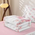 thumbnail image 6 of Manfei Kawaii Monogram J Zipper Full Size Comforter Sets with Fitted Sheet and 2 Pillowcases,Pink Bowtie Ribbon Dessert Zipper Bedding Set,Pink Reversible4pcs, 6 of 8